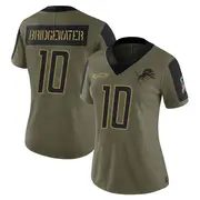 Women's Olive Limited Teddy Bridgewater Detroit 2021 Salute To Service Jersey